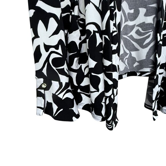 Susan Graver Cardigan Jacket Plus Size 3X Stretch Liquid Knit Black White Open F - Picture 5 of 9